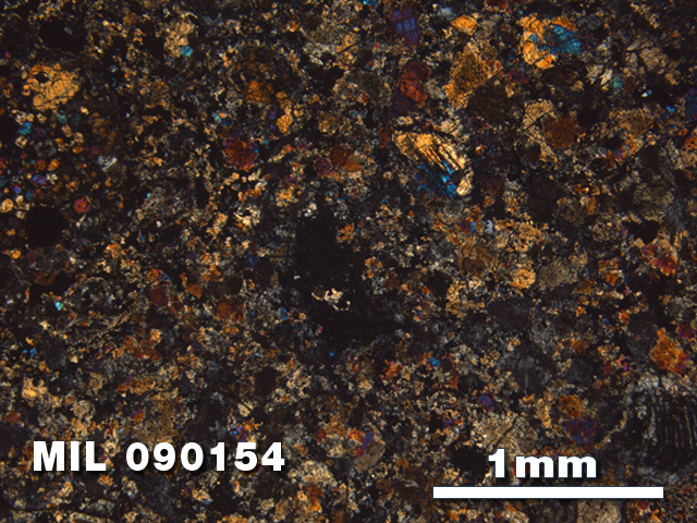 Thin Section Photo of Sample MIL 090154 at 2.5X Magnification in Cross-Polarized Light