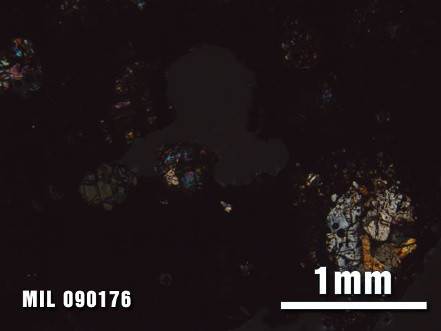 Thin Section Photo of Sample MIL 090176 at 2.5X Magnification in Cross-Polarized Light