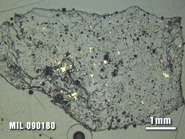 Thin Section Photo of Sample MIL 090180 at 1.25X Magnification in Reflected Light