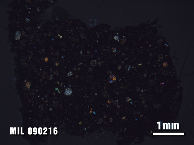 Thin Section Photo of Sample MIL 090216 at 1.25X Magnification in Cross-Polarized Light