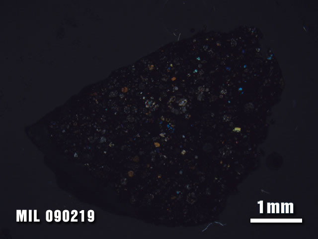 Thin Section Photo of Sample MIL 090219 at 1.25X Magnification in Cross-Polarized Light