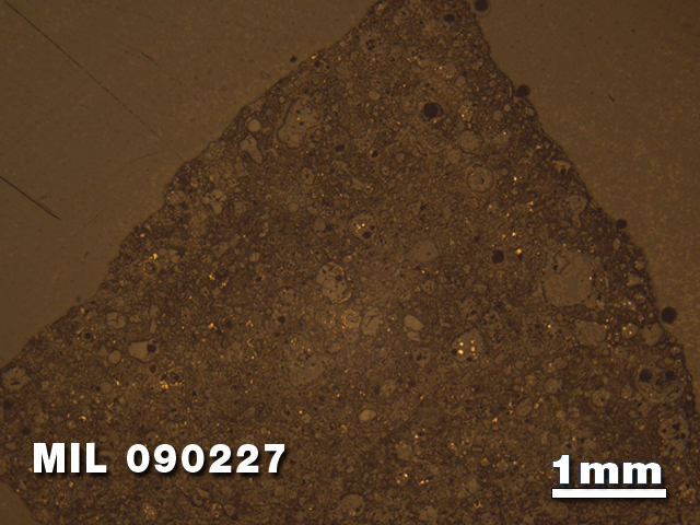 Thin Section Photo of Sample MIL 090227 at 1.25X Magnification in Reflected Light