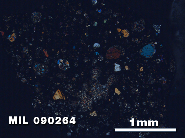 Thin Section Photo of Sample MIL 090264 at 2.5X Magnification in Cross-Polarized Light