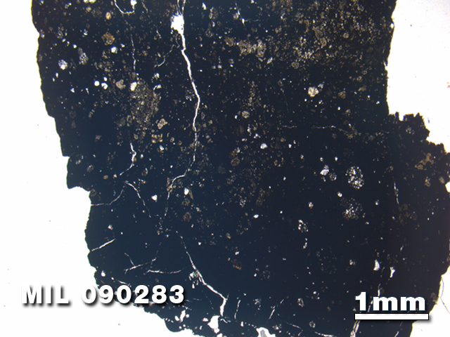 Thin Section Photo of Sample MIL 090283 in Plane-Polarized Light with 1.25X Magnification