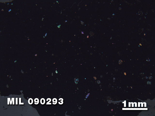 Thin Section Photo of Sample MIL 090293 in Cross-Polarized Light with 1.25X Magnification