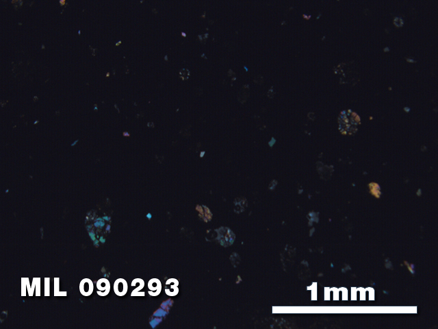 Thin Section Photo of Sample MIL 090293 in Cross-Polarized Light with 2.5X Magnification