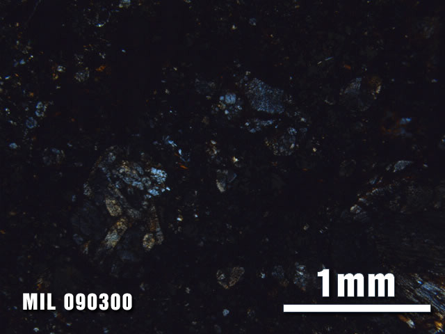 Thin Section Photo of Sample MIL 090300 at 2.5X Magnification in Cross-Polarized Light