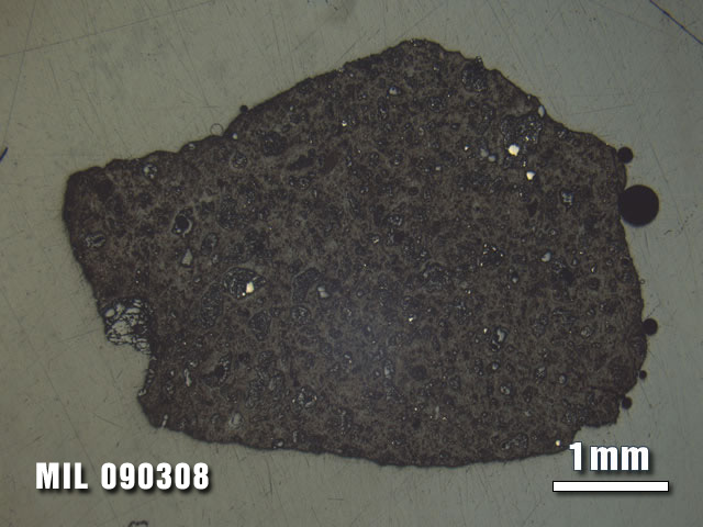 Thin Section Photo of Sample MIL 090308 at 1.25X Magnification in Reflected Light