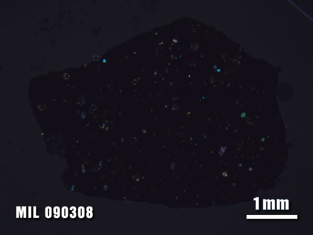 Thin Section Photo of Sample MIL 090308 at 1.25X Magnification in Cross-Polarized Light