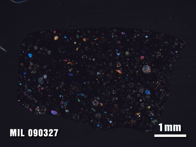 Thin Section Photo of Sample MIL 090327 at 1.25X Magnification in Cross-Polarized Light