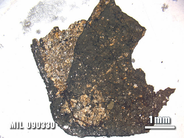 Thin Section Photo of Sample MIL 090330 at 1.25X Magnification in Plane-Polarized Light