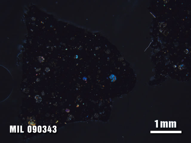 Thin Section Photo of Sample MIL 090343 at 1.25X Magnification in Cross-Polarized Light
