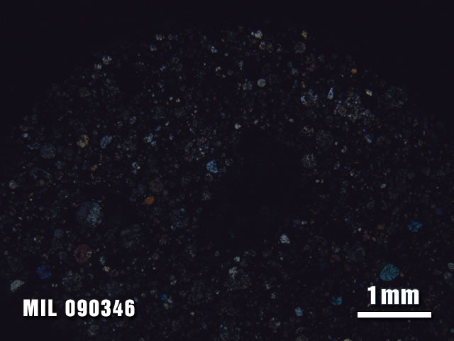 Thin Section Photo of Sample MIL 090346 at 1.25X Magnification in Cross-Polarized Light
