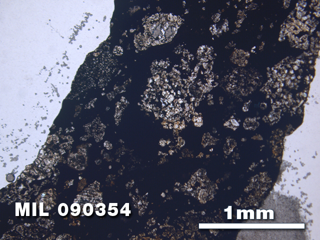 Thin Section Photo of Sample MIL 090354 at 2.5X Magnification in Plane-Polarized Light
