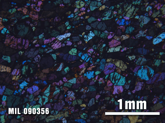 Thin Section Photo of Sample MIL 090356 at 2.5X Magnification in Cross-Polarized Light
