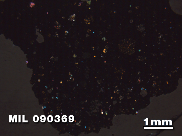 Thin Section Photo of Sample MIL 090369 at 1.25X Magnification in Cross-Polarized Light