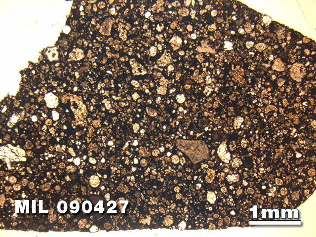 Thin Section Photo of Sample MIL 090427 at 1.25X Magnification in Plane-Polarized Light