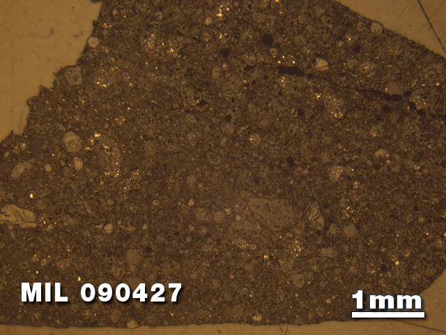 Thin Section Photo of Sample MIL 090427 at 1.25X Magnification in Reflected Light