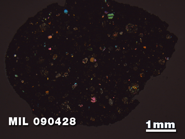 Thin Section Photo of Sample MIL 090428 at 1.25X Magnification in Cross-Polarized Light