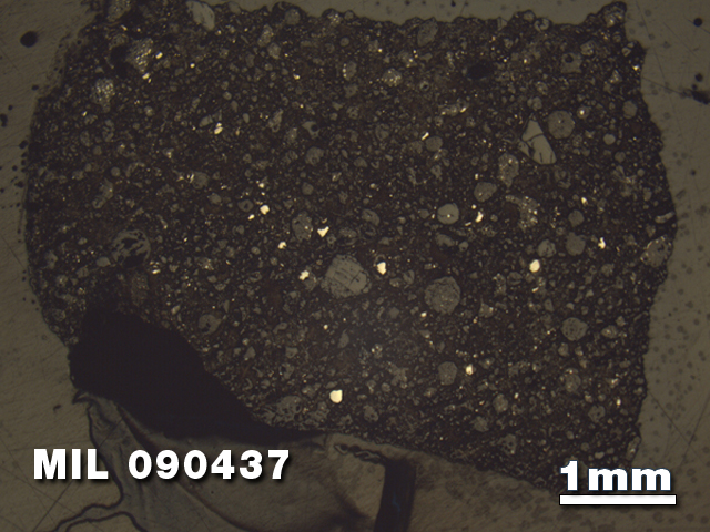Thin Section Photo of Sample MIL 090437 at 1.25X Magnification in Reflected Light