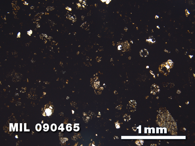 Thin Section Photo of Sample MIL 090465 in Plane-Polarized Light with 2.5X Magnification