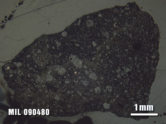Thin Section Photo of Sample MIL 090480 at 1.25X Magnification in Reflected Light