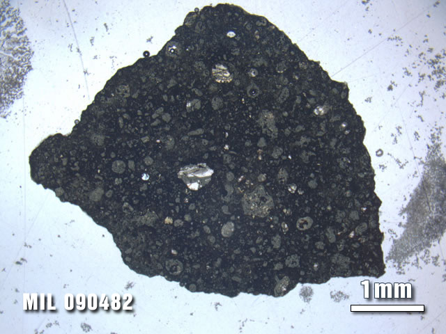 Thin Section Photo of Sample MIL 090482 at 1.25X Magnification in Plane-Polarized Light