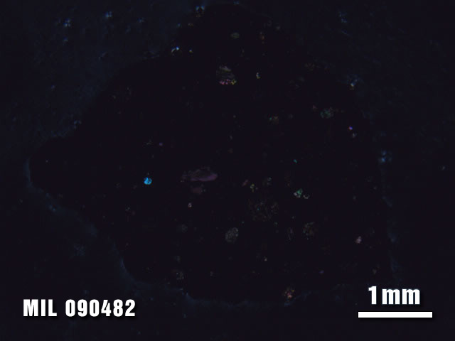 Thin Section Photo of Sample MIL 090482 at 1.25X Magnification in Cross-Polarized Light