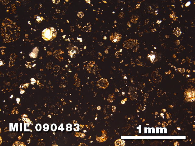 Thin Section Photo of Sample MIL 090483 at 2.5X Magnification in Plane-Polarized Light