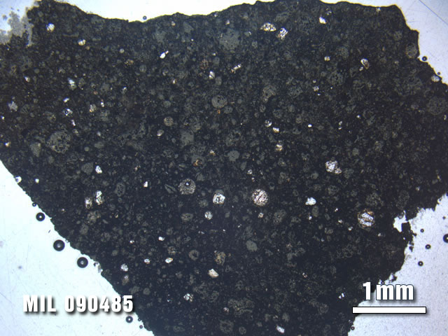 Thin Section Photo of Sample MIL 090485 at 1.25X Magnification in Plane-Polarized Light