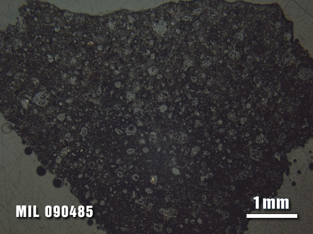 Thin Section Photo of Sample MIL 090485 at 1.25X Magnification in Reflected Light