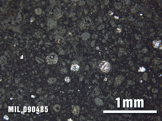 Thin Section Photo of Sample MIL 090485 at 2.5X Magnification in Plane-Polarized Light
