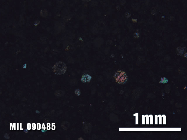 Thin Section Photo of Sample MIL 090485 at 2.5X Magnification in Cross-Polarized Light
