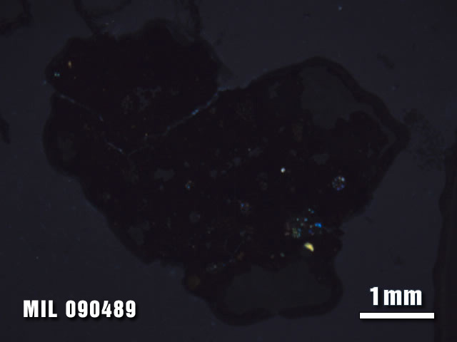 Thin Section Photo of Sample MIL 090489 at 1.25X Magnification in Cross-Polarized Light