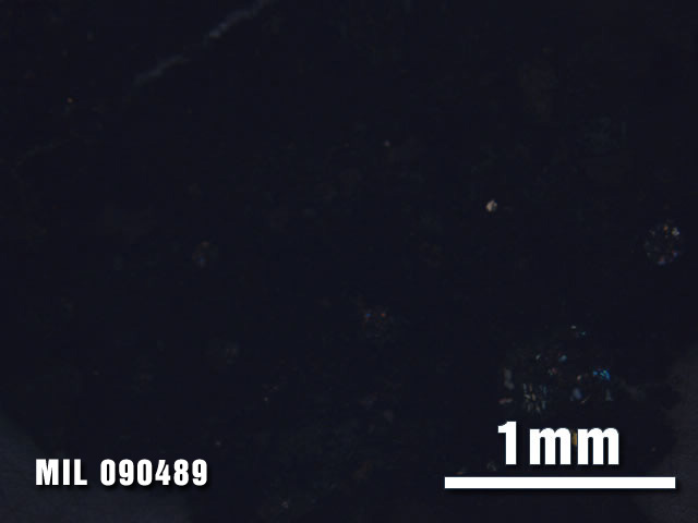 Thin Section Photo of Sample MIL 090489 at 2.5X Magnification in Cross-Polarized Light