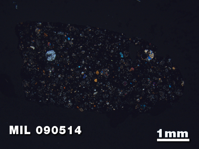 Thin Section Photo of Sample MIL 090514 at 1.25X Magnification in Cross-Polarized Light
