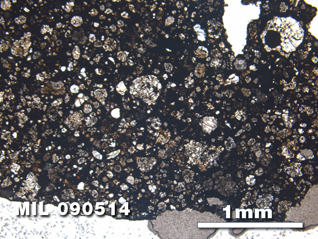 Thin Section Photo of Sample MIL 090514 at 2.5X Magnification in Plane-Polarized Light