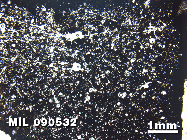 Thin Section Photo of Sample MIL 090532 in Plane-Polarized Light with 1.25X Magnification