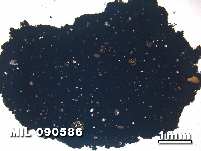 Thin Section Photo of Sample MIL 090586 in Plane-Polarized Light with 1.25X Magnification