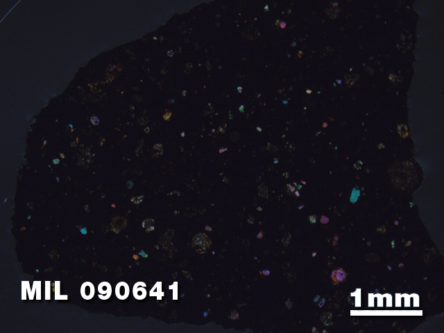 Thin Section Photo of Sample MIL 090641 in Cross-Polarized Light with 1.25X Magnification