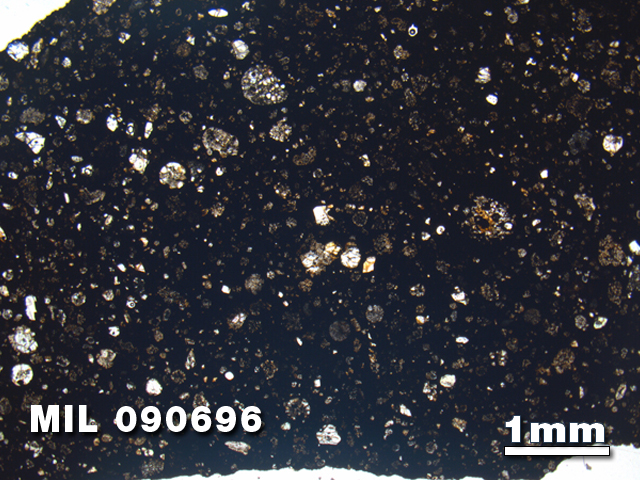 Thin Section Photo of Sample MIL 090696 in Plane-Polarized Light with 1.25X Magnification