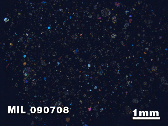 Thin Section Photo of Sample MIL 090708 at 1.25X Magnification in Cross-Polarized Light