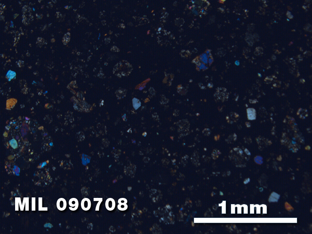 Thin Section Photo of Sample MIL 090708 at 2.5X Magnification in Cross-Polarized Light