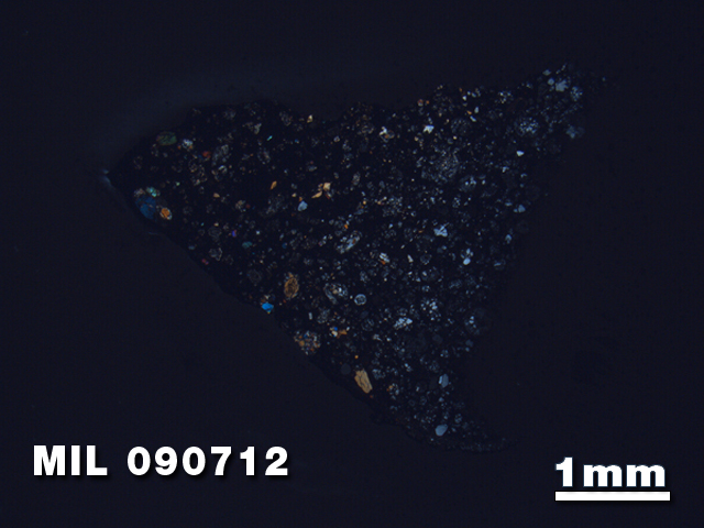 Thin Section Photo of Sample MIL 090712 at 1.25X Magnification in Cross-Polarized Light