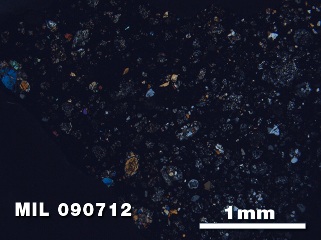 Thin Section Photo of Sample MIL 090712 at 2.5X Magnification in Cross-Polarized Light
