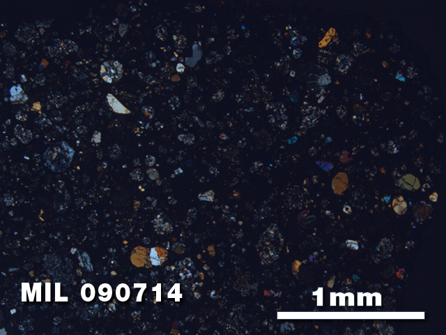 Thin Section Photo of Sample MIL 090714 at 2.5X Magnification in Cross-Polarized Light