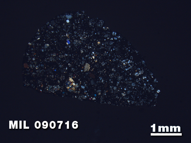 Thin Section Photo of Sample MIL 090716 at 1.25X Magnification in Cross-Polarized Light