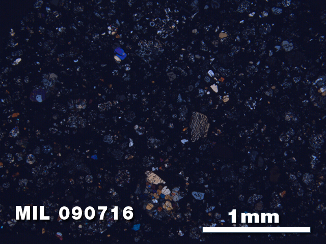Thin Section Photo of Sample MIL 090716 at 2.5X Magnification in Cross-Polarized Light