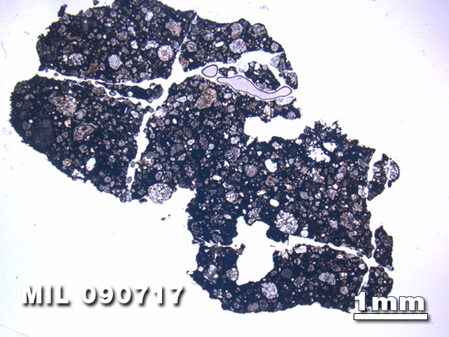 Thin Section Photo of Sample MIL 090717 at 1.25X Magnification in Plane-Polarized Light