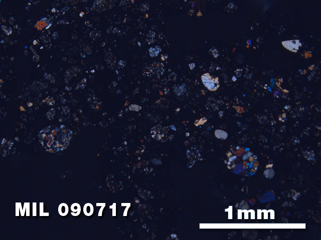 Thin Section Photo of Sample MIL 090717 at 2.5X Magnification in Cross-Polarized Light